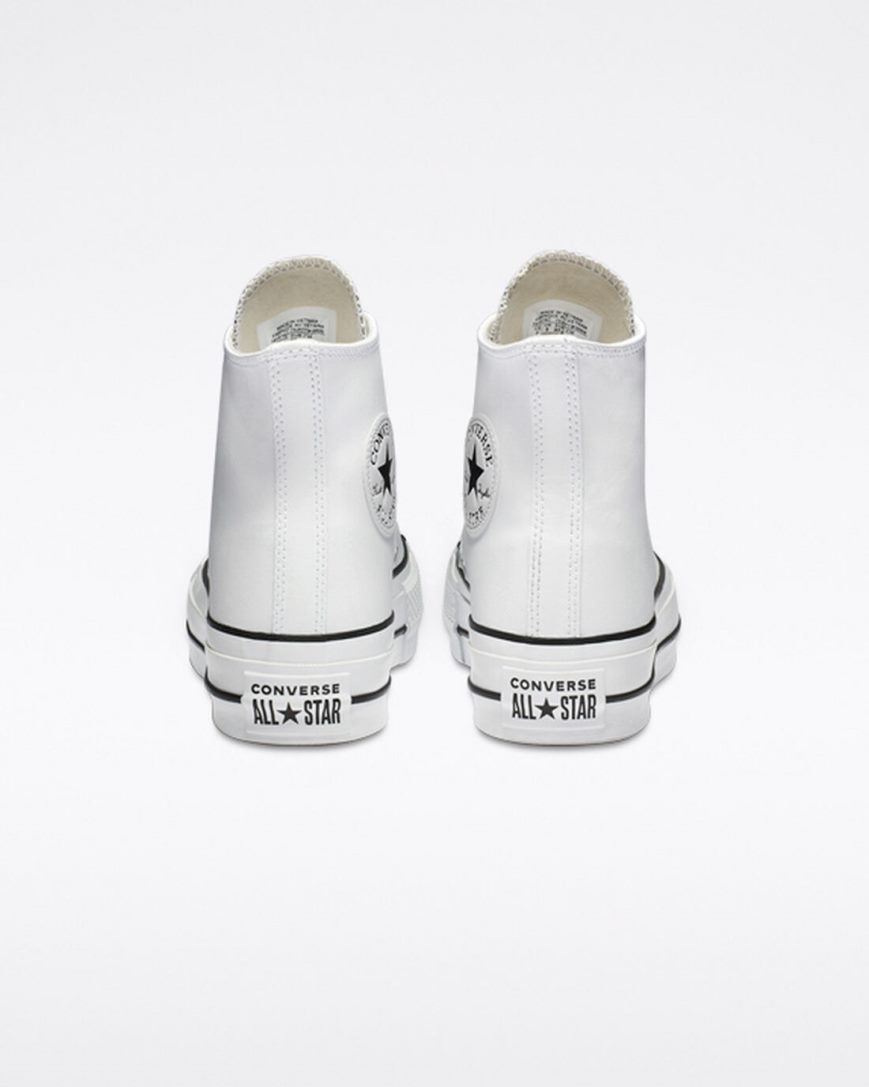 Sapatos Plataforma Converse Chuck Taylor All Star Lift Couro Cano Alto Feminino Branco Pretas Branco | PT X01P735